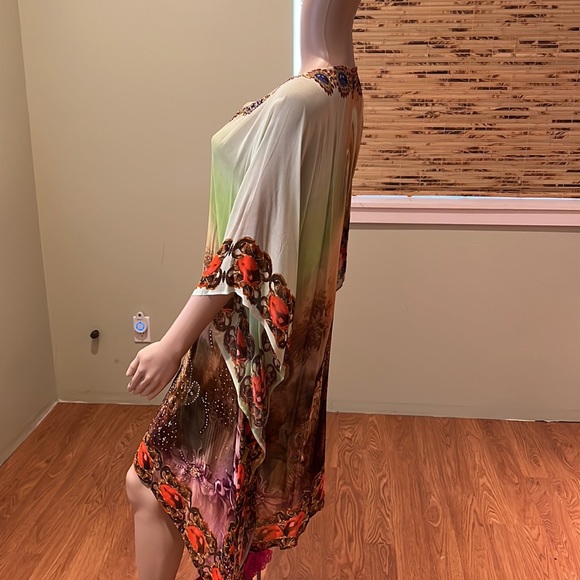 Yuka Beach Multi-colored With Bird And Rhinestones Size L - Picture 7 of 10